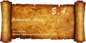 Bakonyi Alex névjegykártya