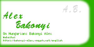 alex bakonyi business card